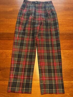 Corbin Ltd. Wool Tartan Vintage Plaid Heavy Lined Pants Preppy Trad Christmas